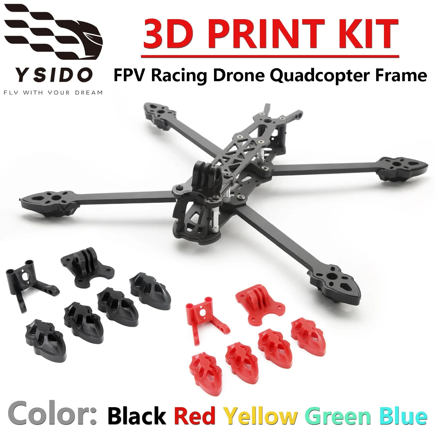 Kit di stampa 3D per montaggio su telecamera/antenna/base di montaggio del motore per Mark4 5 pollici 7 pollici 295mm RC aereo FPV Racing Drone Quadcopter Frame