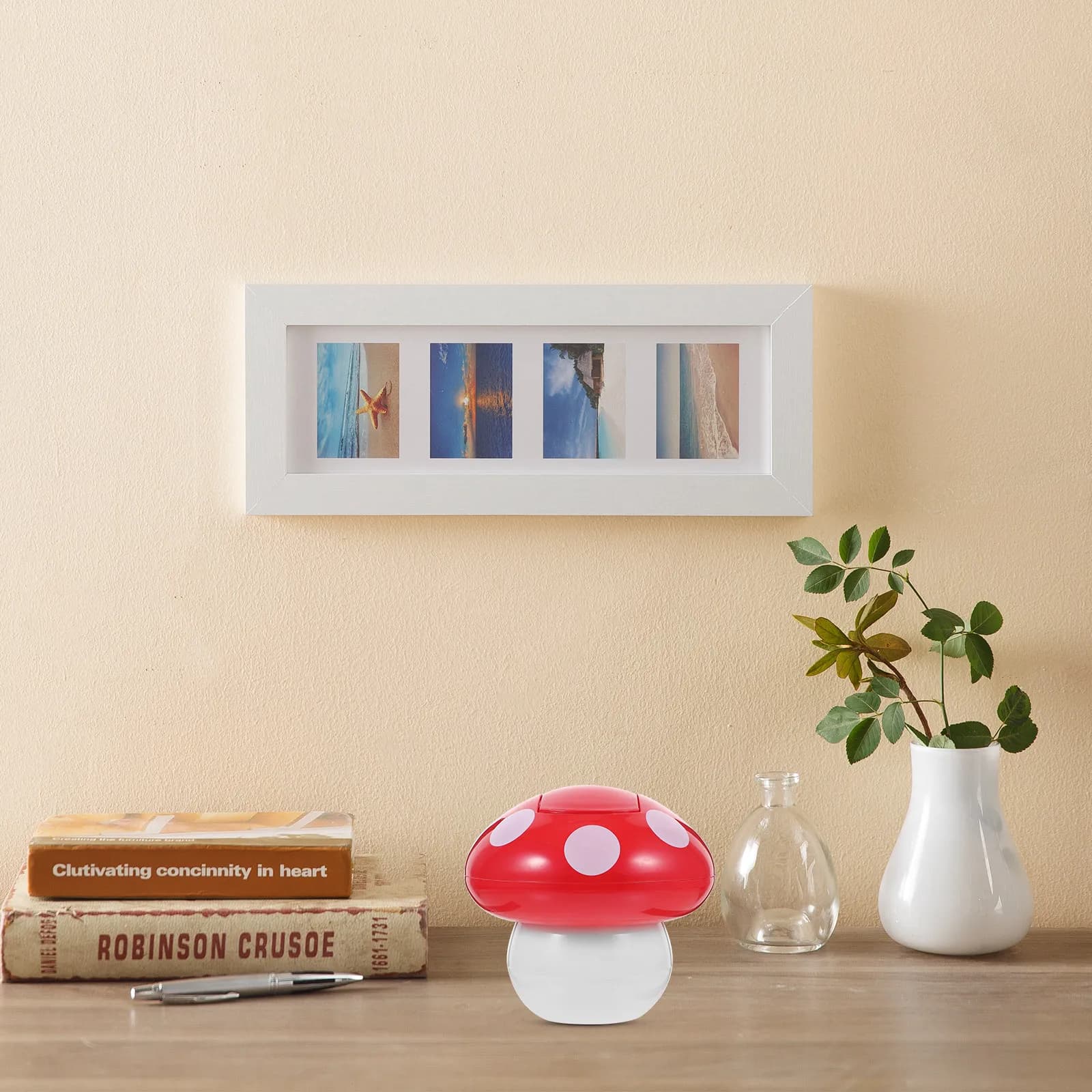 Carino mini cestino a forma di fungo per scrivania, tavolo, camera da letto, ufficio, uso interno, piccolo cestino da scrivania salvaspazio, decorativo per la stanza