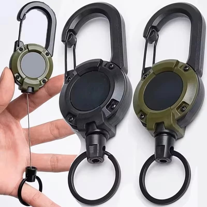 Durable retractable mosque with steel rope, spring key ring, outdoor sports accessory, multipurpose keyring