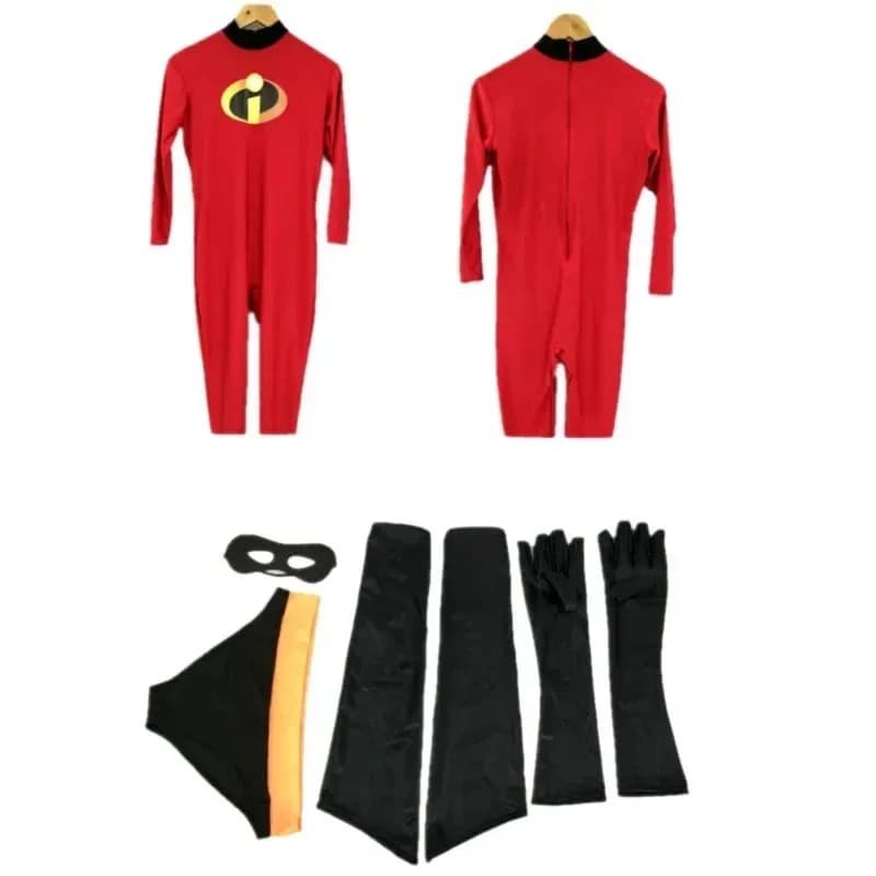 The 2 Mr & Mrs Incredibles Cosplay Elastigirl Spider Family Adult Kid Costume Boy Jumpsuit Bodysuitc;5,v'8.d;7;m/8\f;