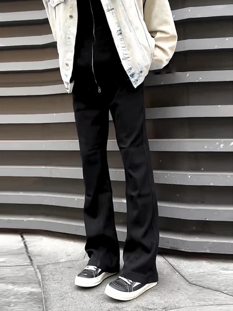 Bla High Waist Soft Denim Jeans Men's Slim American High Street Pants Extended Length Tall Straight Leg Micro Flared Pants