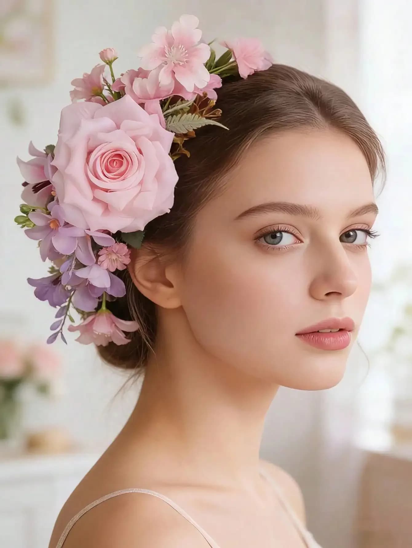 1 fermaglio per capelli floreale in stile Boho, accessorio decorativo per viaggi e vacanze, festival, compleanno, pettine per capelli, pettine laterale