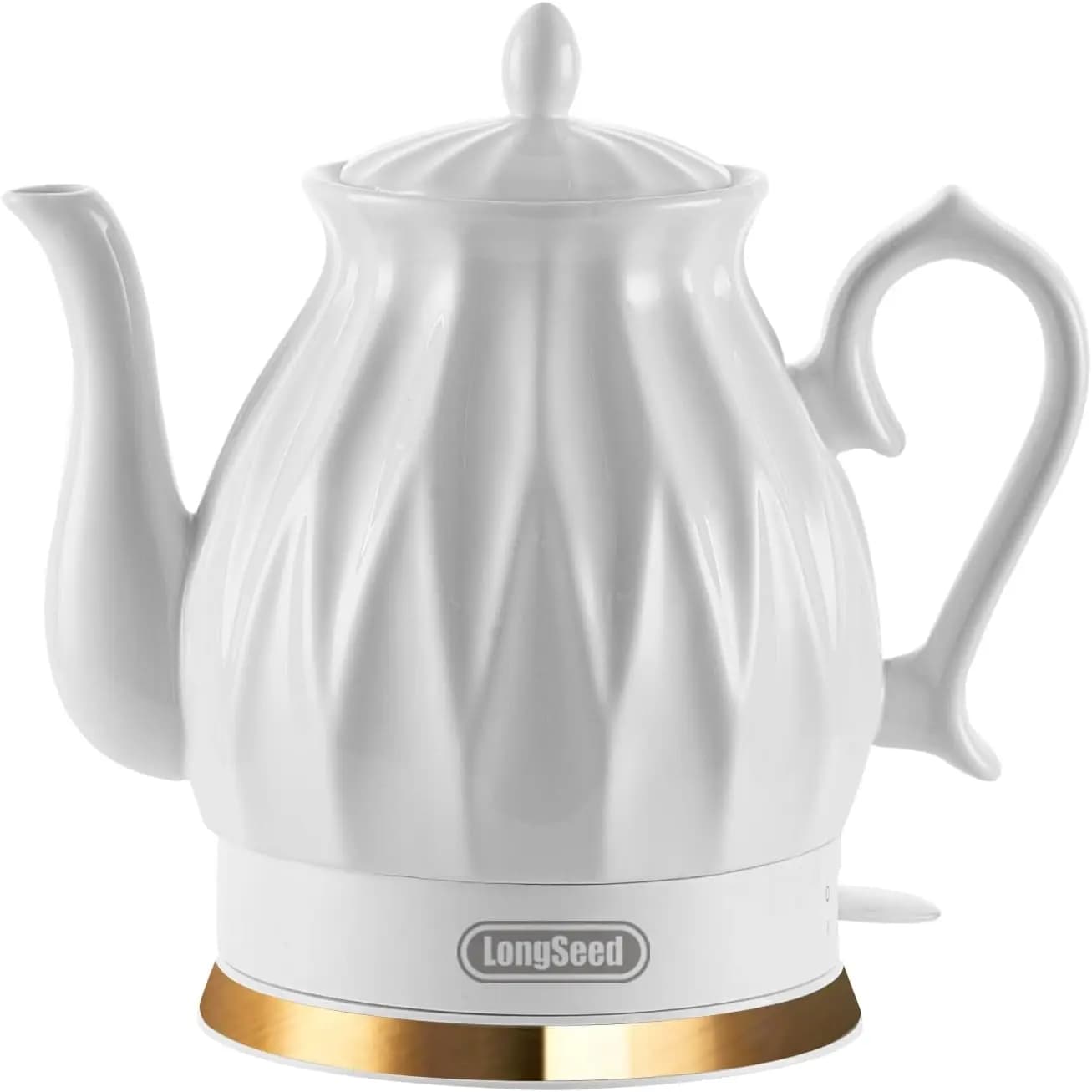 Bollitore elettrico in ceramica da 1,5 litri, bollitura rapida da 1200 W, spegnimento automatico, base staccabile