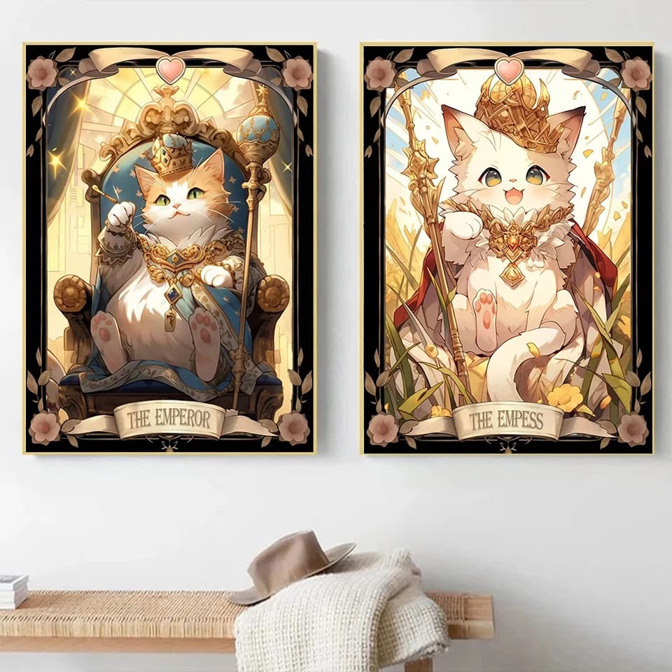 Pittura diamante Carte dei tarocchi animali Simpatico gatto 5D Fai da te Pieno strass Mosaico Ricamo Punto croce Kit Decorazioni per la casa Regali