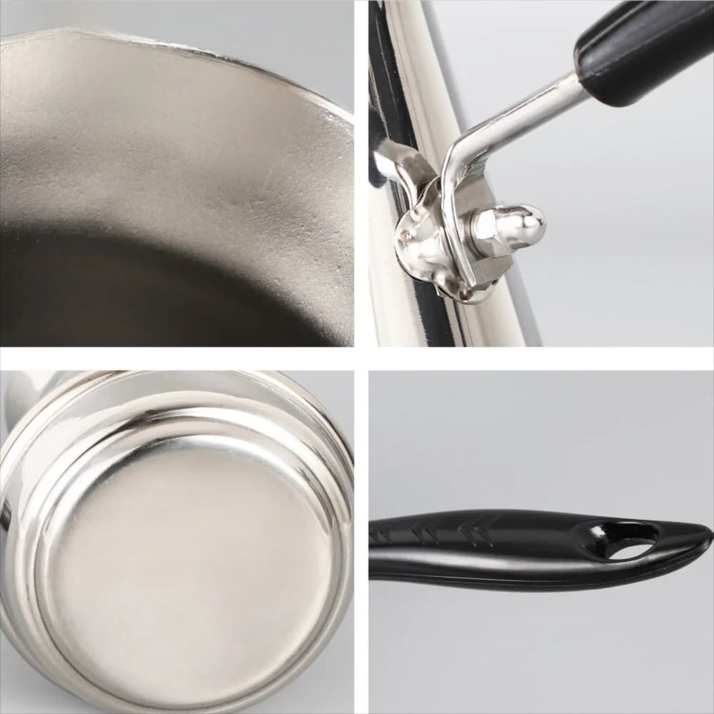 Traditional Stainless Steel Turca Coffee Maker with Long Sleeve, 250-850ml, External Insulated Teapot, Water Cup