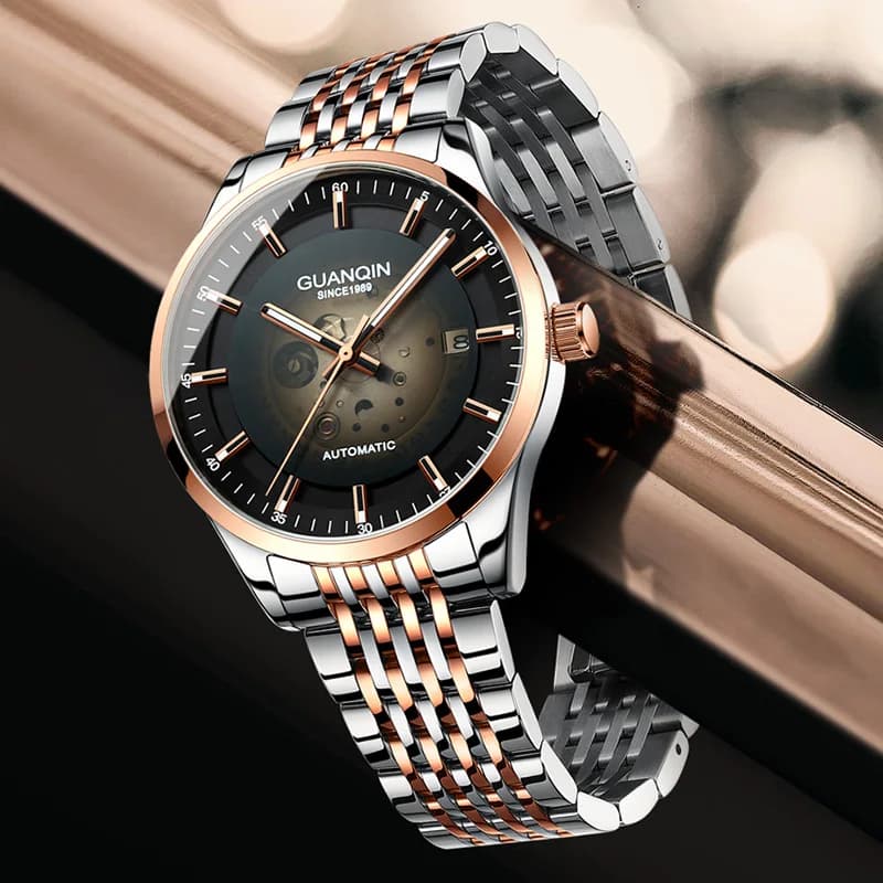 GUANQIN Luxury men's watch Japan MIYOTA Automatic mechanical watch original stainless steel with calendar Business Leisure Waterproof watches