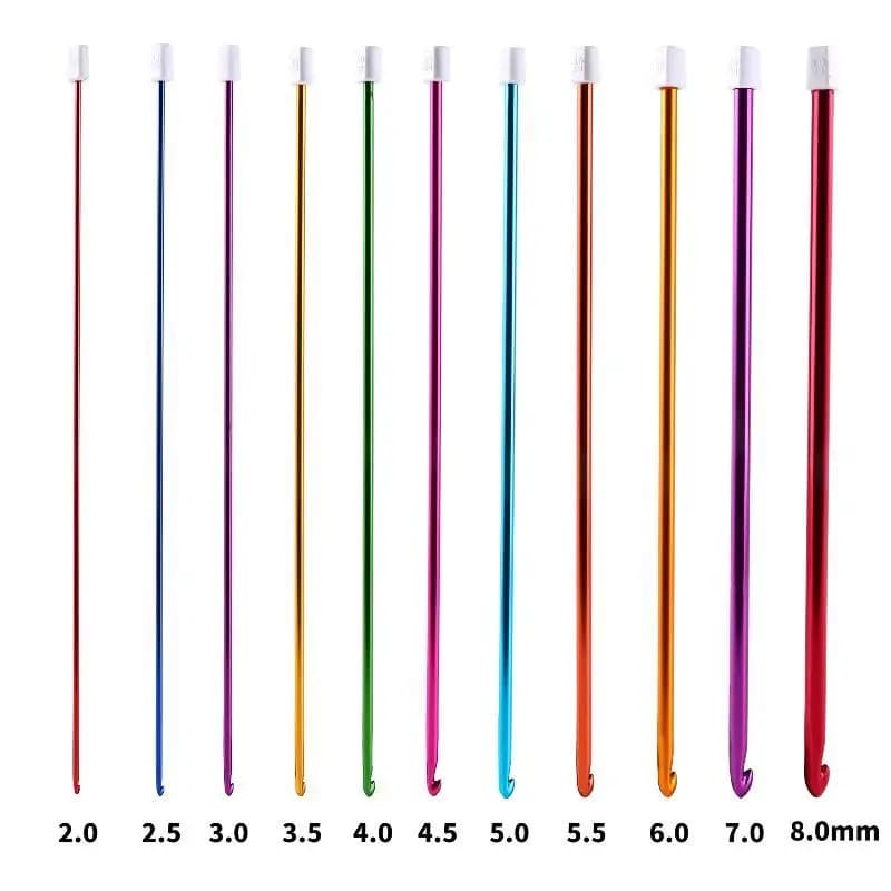 Afghan Crochet Hook Set Colored Anodized Aluminum Professional for Afghan Rug Sweater DIY Weaving Knitting Craft Makers