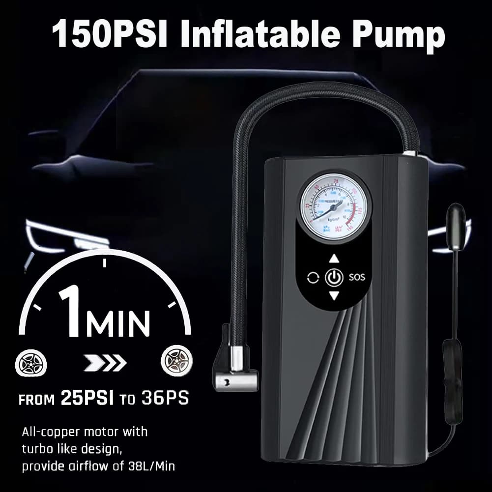 Gonfiatore per pneumatici con pompa ad aria ricaricabile compressore intelligente portatile AI gonfiatore per pneumatici per auto senza fili digitale per palloni da bicicletta Moto