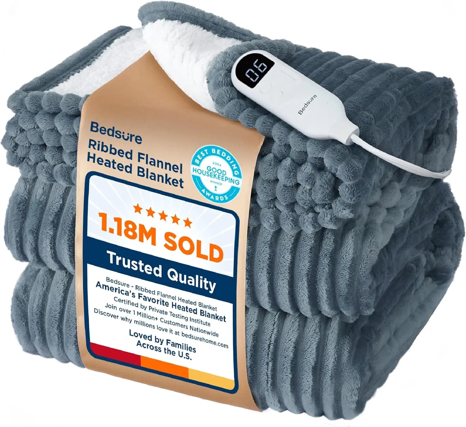 Coperta elettrica morbida riscaldata con 6 livelli di calore, 4 impostazioni di tempo, spegnimento automatico, lavabile in lavatrice, grigia 50x60 pollici