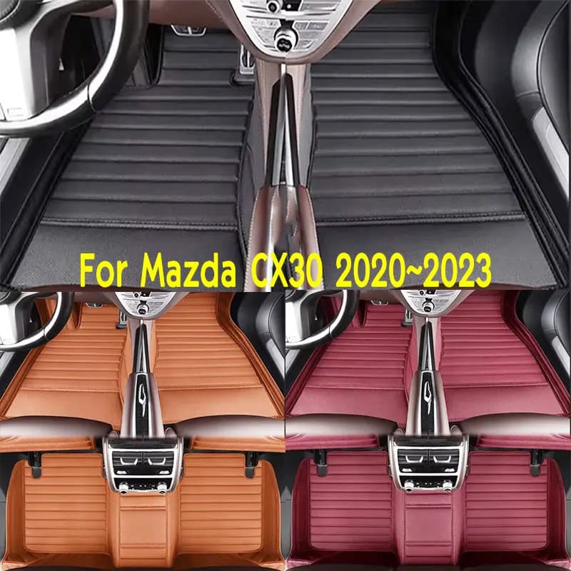 Car Floor Mats Suitable for Mazda CX30 2020~2023 Anti slip and wear-resistant PU leather car interior mat