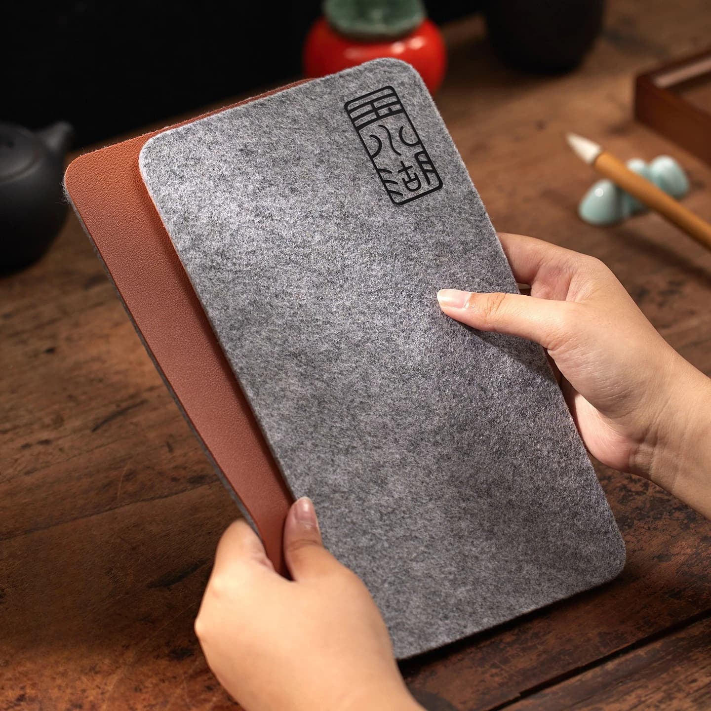 Chinese Calligraphy Felt Mat Sumi Painting Desk Pad Wool Brush Writing Mat Ink Absorber Table Protector Double Sided Wrist