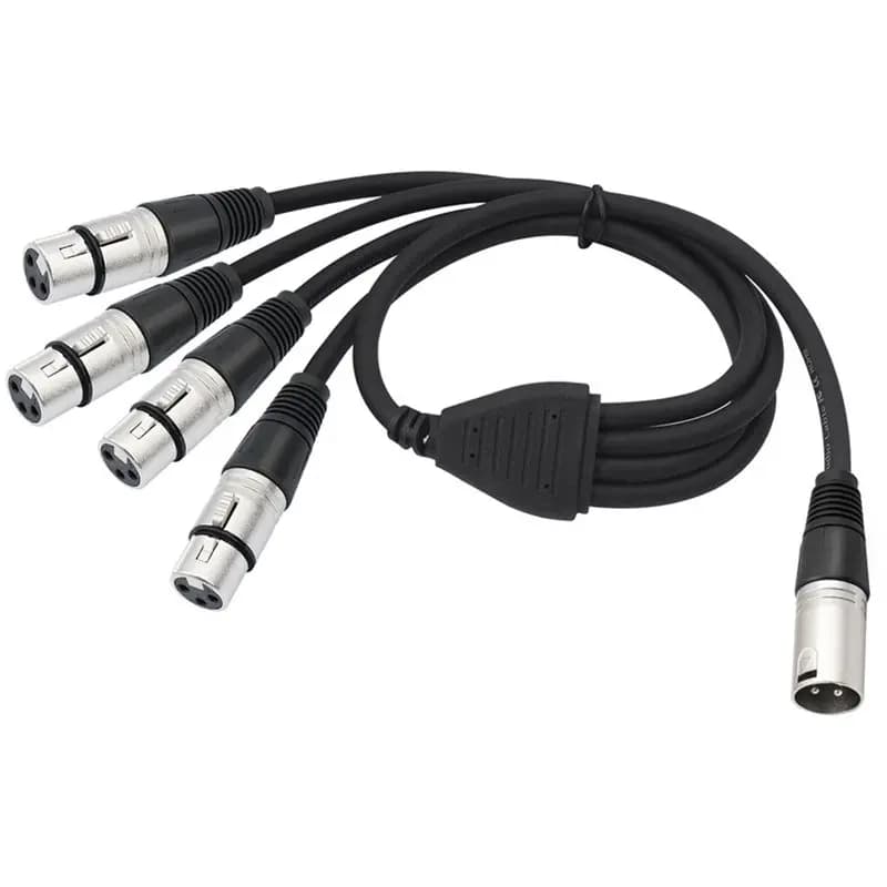 PHILE-3 Pin XLR 1 Male To 4 Female Y Splitter Audio Cable,4 Way-1 XLR Single Input To Four Output Parallel Connection Cable