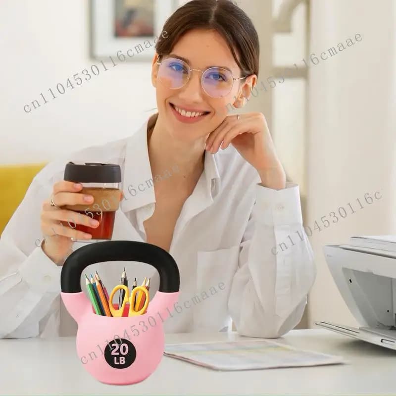 Desk organizer, pen holder, kettlebell shape, pen holder, suitable for women, men, adults, fitness enthusiasts