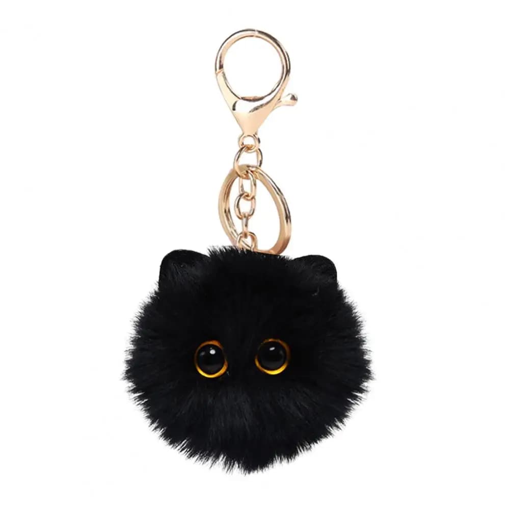 Portachiavi in Peluche Personalizzabile, Portachiavi Gatto in Peluche, Ciondolo a Palla Pelosa, Simpatico Accessorio Bambola Nera Soffice per Zaino e Decorazione Auto