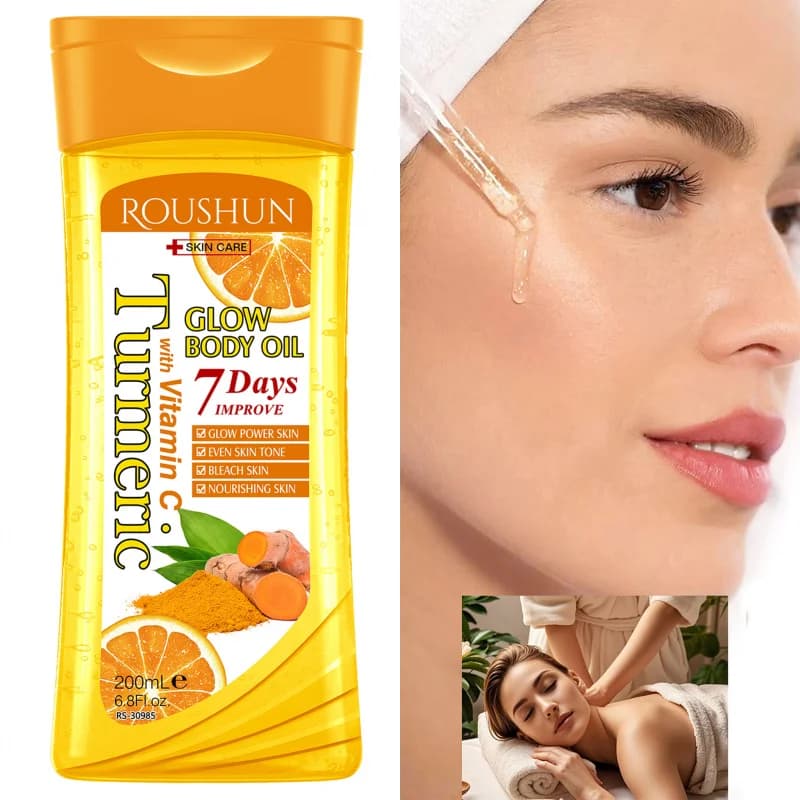 Oil Body Curcuma and Vitamin C 200ml, Skin Care Oil, Hydrating and Nutrition, Suitable for All Seasons, for Body, Face and Hands