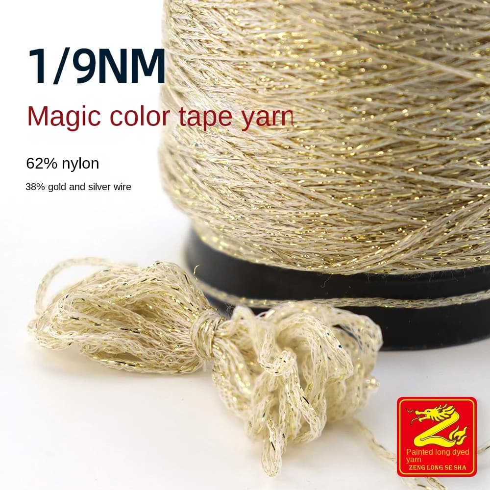 100g/Lotto Filato Metallico Colorato Unico Oro Argento Glitterato Cotone per Uncinetto, Filo per Maglioni Sciarpe Cappelli Borse Artigianali