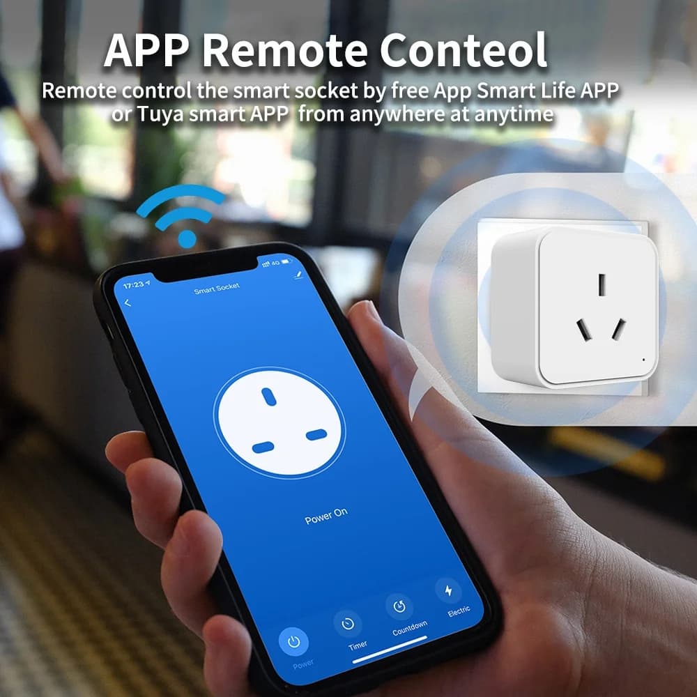 Smart socket Tuya WiFi Zigbee, Intelligent multi-faceted with Spina AU, Wireless Voice Control and Temporization via Alexa and Google Home