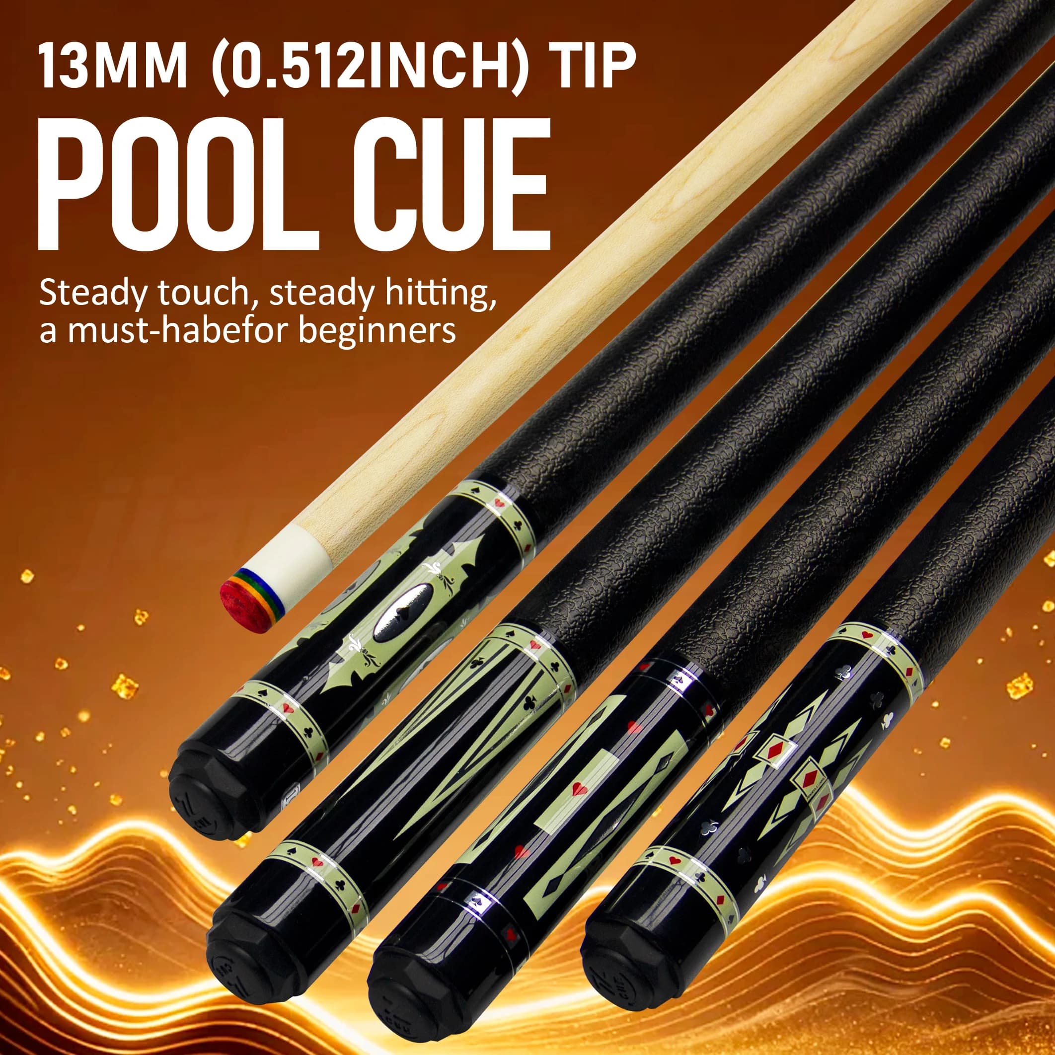 Stecca da Biliardo Magic Poker 12,5mm in Legno d'Acero ad Alta Durezza con Impugnatura in Pelle Antiscivolo e Assorbimento del Sudore per Controllo Preciso, Regalo da Collezione