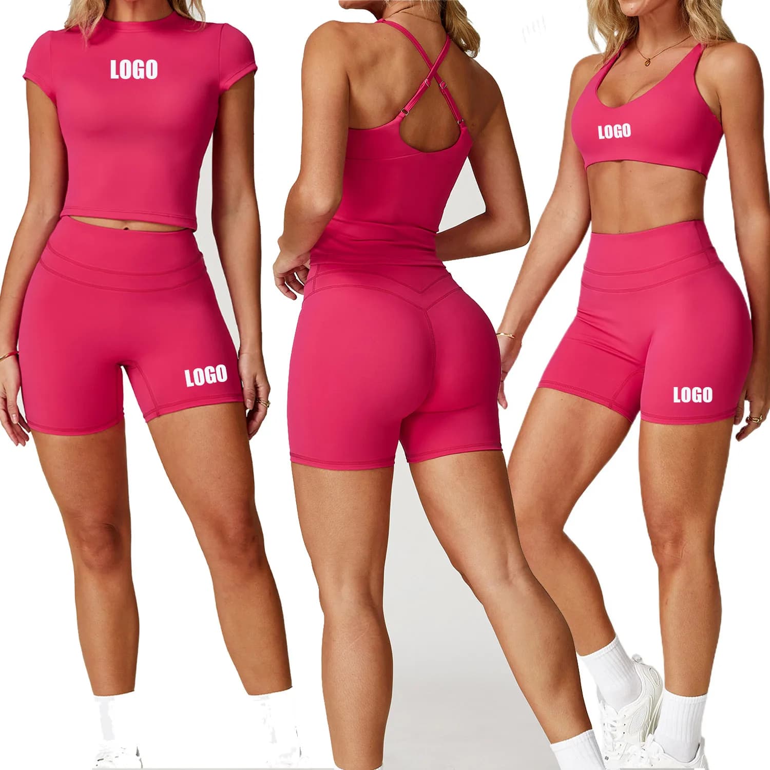 Personalized LOGO Women's Grinding Yoga Suit With Back Close Waist High Waist Fitness Cycling Jumpsuit