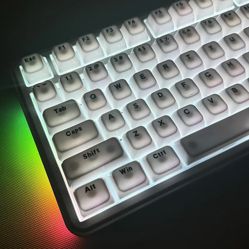 minimalist white keycaps PC translucent luminous key caps MDA height 115 key Mechanical keyboard key cap Suitable for cross axis
