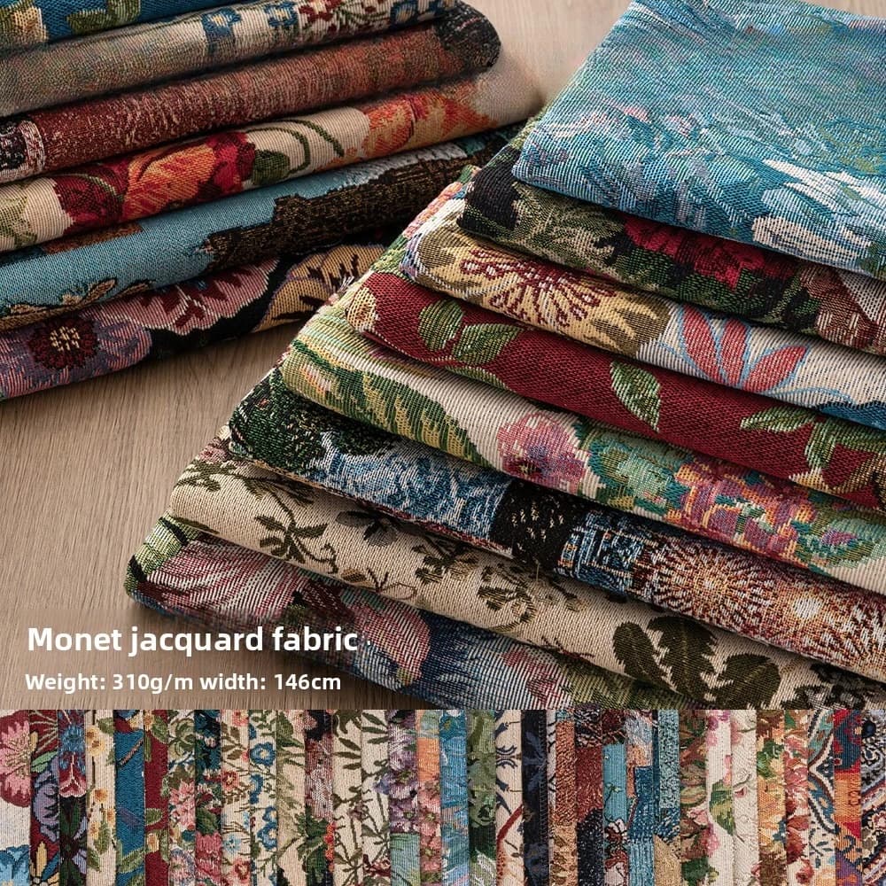 Tessuto Spesso in Ciniglia Jacquard al Metro per Fai da Te: Tovaglie, Cuscini, Borse, Gonne, Abbigliamento, Decorazioni per Divani, Cucito, Tessuti Floreali