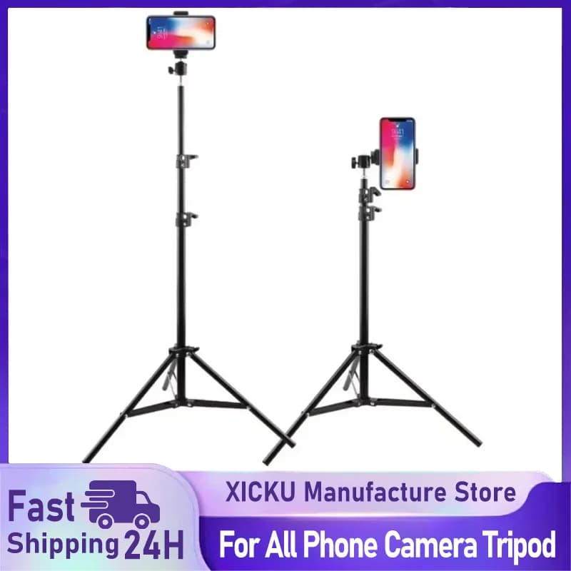 Foldable 56cm-160cm Extendable Mobile Phone Stand Holder Live Tripod Video Recording Selfie Landing Monpod For Phone Camera