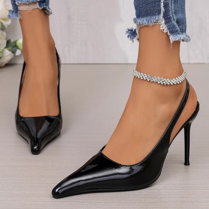 Nuovi Sandali Eleganti Antiscivolo con Tacco Alto e Punta Affusolata per Donna 2026 - Scarpe da Sera di Lusso in Pelle Verniciata Firmate
