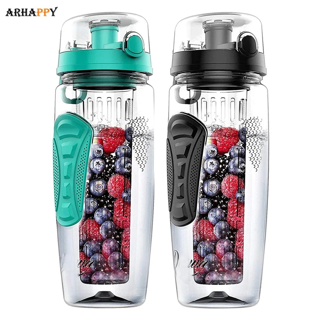 Bottiglia d'acqua con infusore per frutta senza BPA, agitatore per succo, bottiglia d'acqua sportiva al limone, fitness, sport, bottiglie per frutta per ragazza