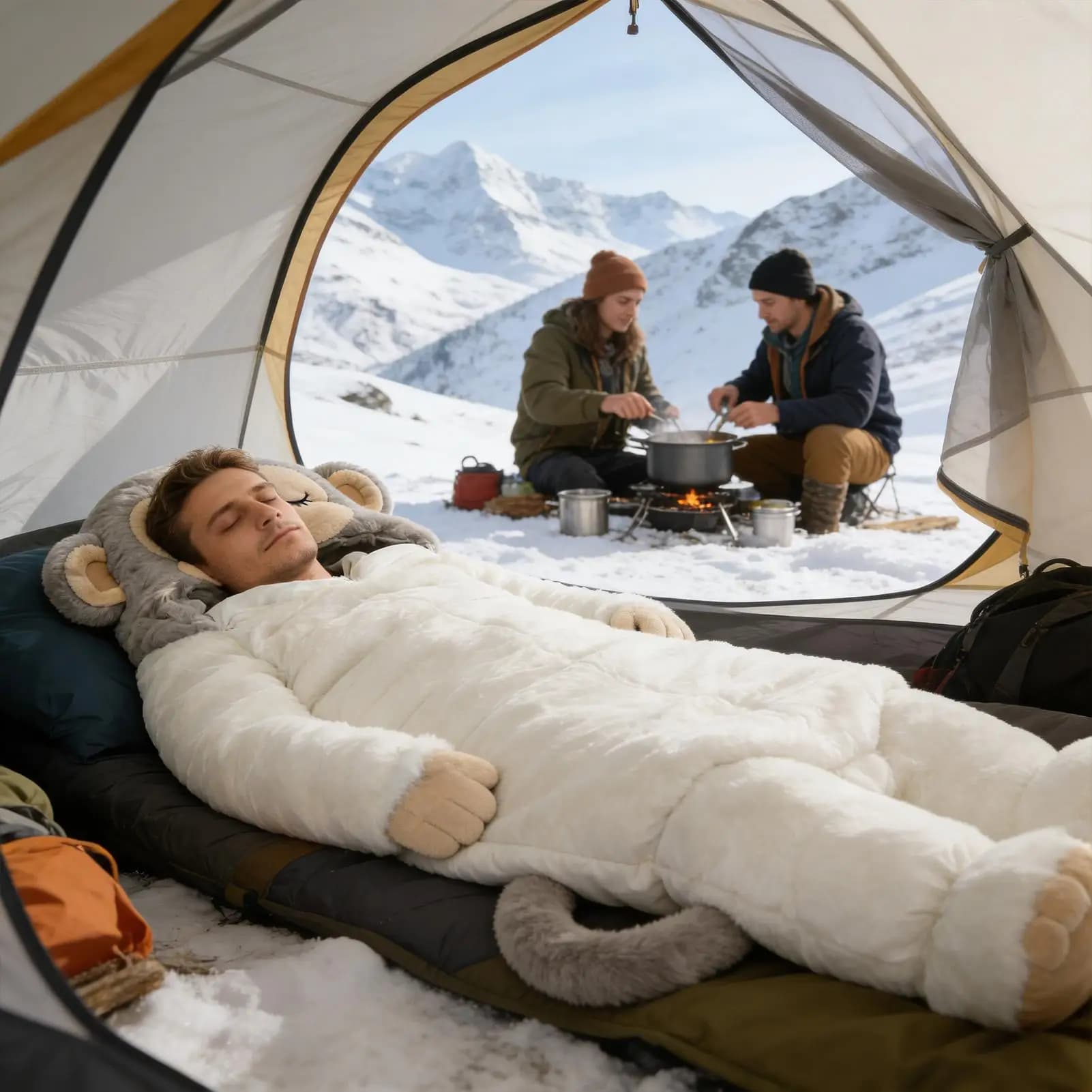 Sacco a pelo per adulti, morbido e caldo, decorazione per la stanza, a forma di scimmia, sacco a pelo caldo per interni, casa, camera da letto, soggiorno, appartamento, dormitorio