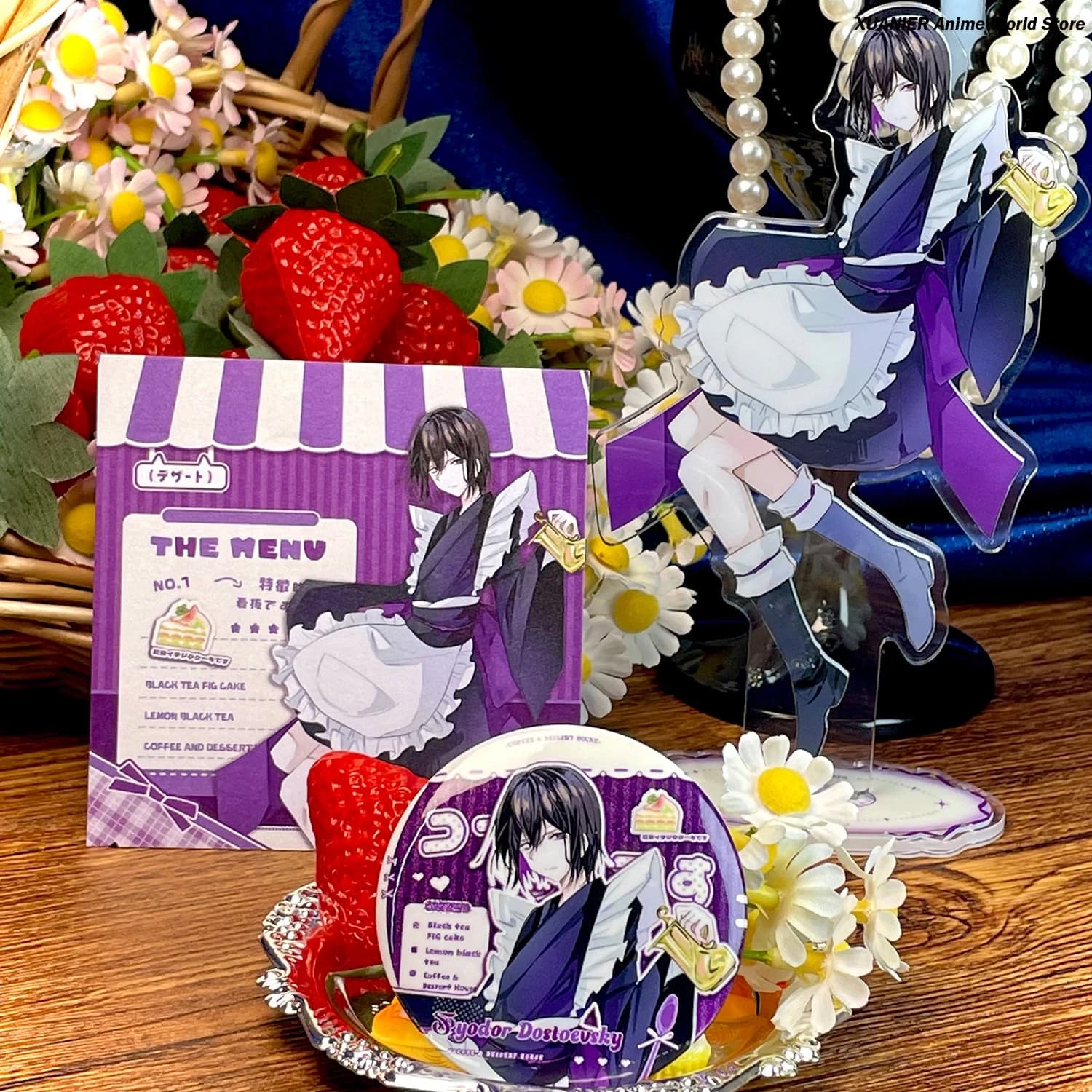 Fyodor Dostoevsky ‌ Supporto in acrilico a tema Caffetteria di dolci, modello di personaggio anime, badge quadrato a tema cartone animato, decorazione da scrivania
