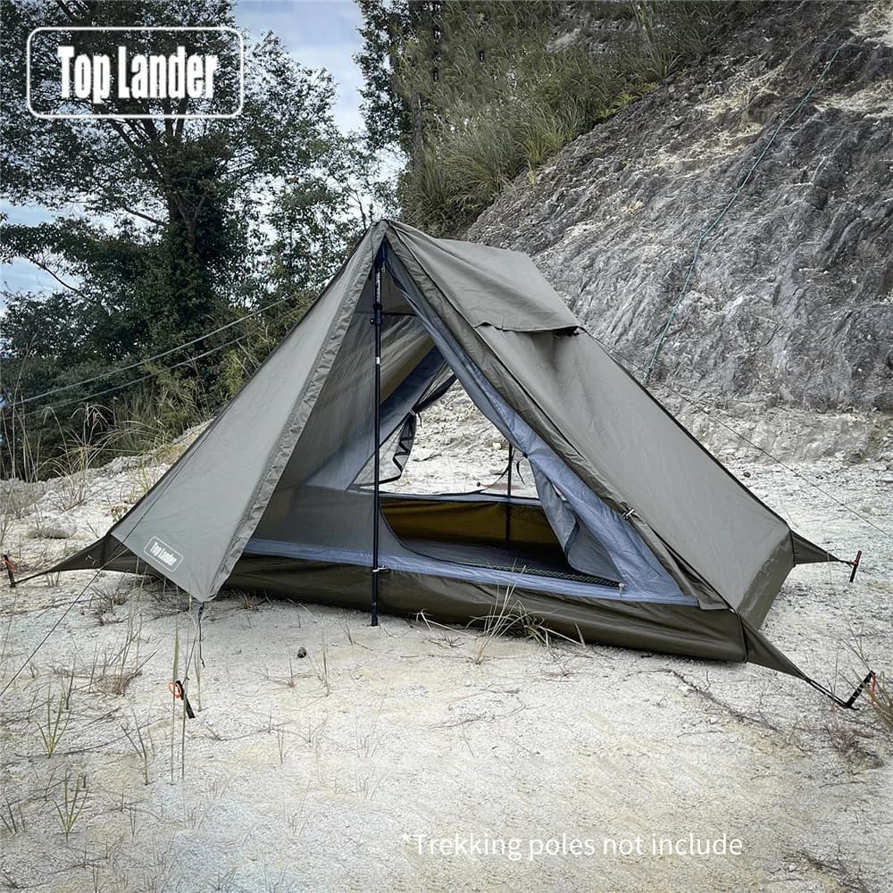 Ultralight 1–2 Person Backpacking Tent Trekking Pole Setup Waterproof Camping Tent Hiking Outdoor Travel Single Tent Solo Tent