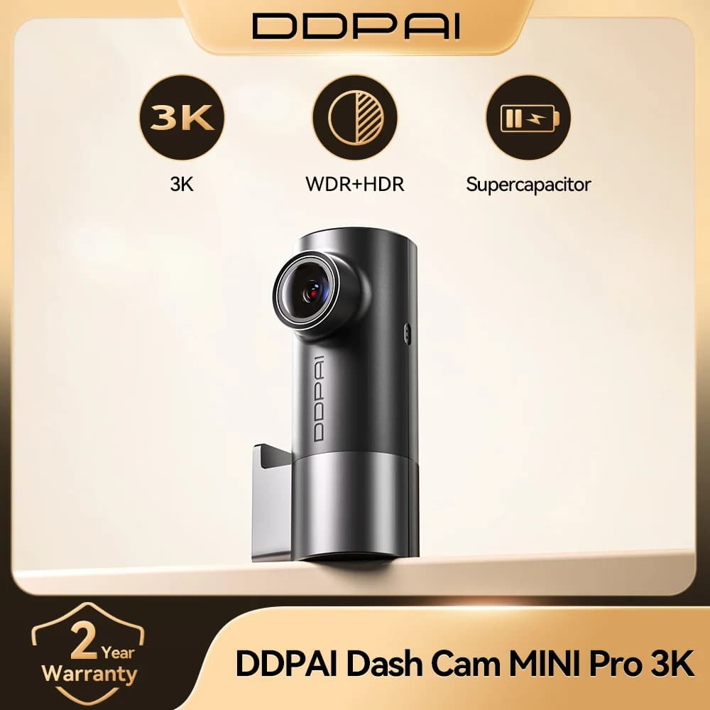 New Dash Cam DDPAI MINI Pro 3K 1620P HDR, DVR for Cars with WiFi, Night Vision, WDR, Monitoring Parking 24H, Vocal Control 143 ° FOV