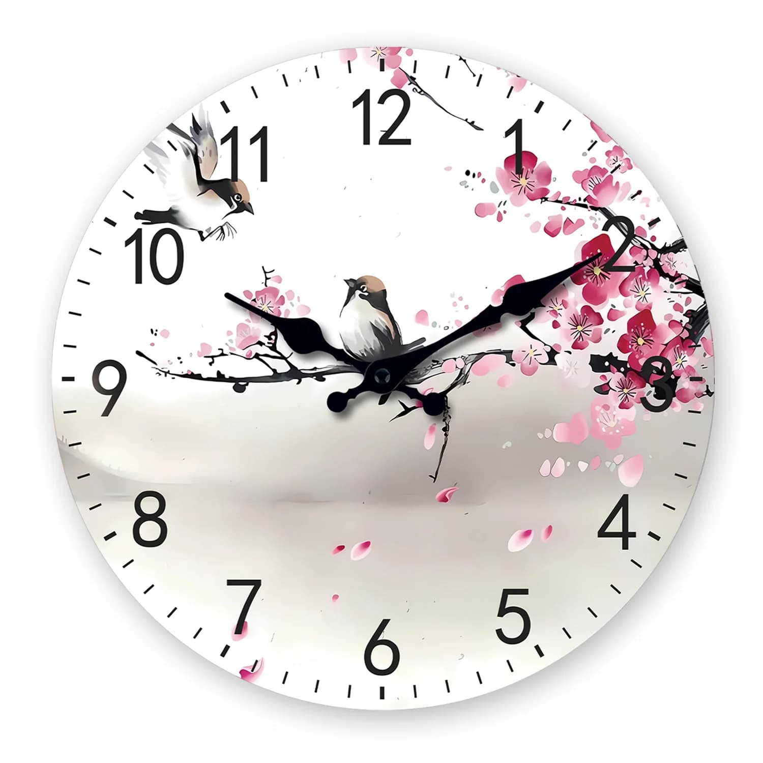 Orologio da parete in legno con motivo a due uccelli, per soggiorno, camera da letto, cucina, decorazione per la casa, orologio al quarzo silenzioso, regalo per le vacanze, 10 pollici