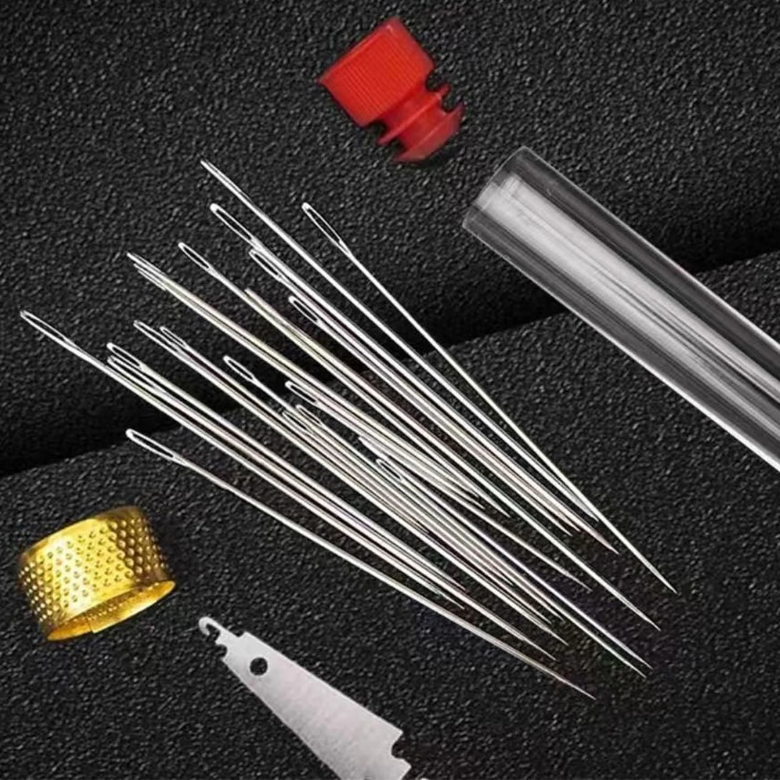 Set di 31/34/36/37 Pezzi di Aghi da Cucito in Acciaio Inox con Occhiello Grande per Principianti e Professionisti