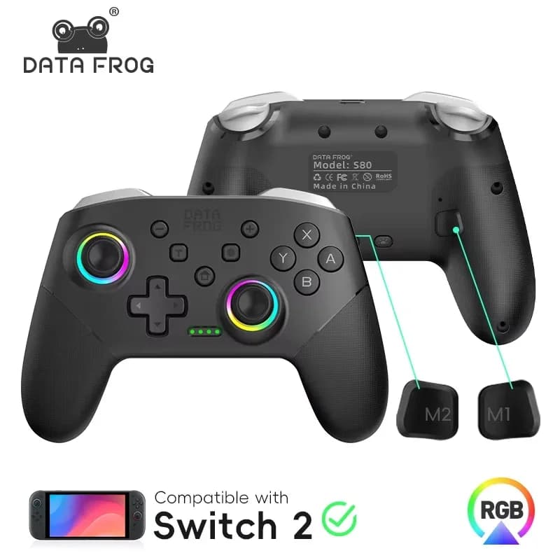 DATA FROG Controller di Gioco Wireless per Console Switch / OLED / Lite / Switch 2, Joystick Programmabile per PC