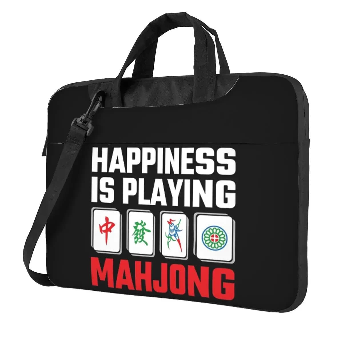 Borsa a tracolla per laptop con stampa 'Happiness Is Playing Mahjong Tiles Party Game', custodia per computer portatile da 13, 14, 15.6 pollici, sacchetto per MacBook