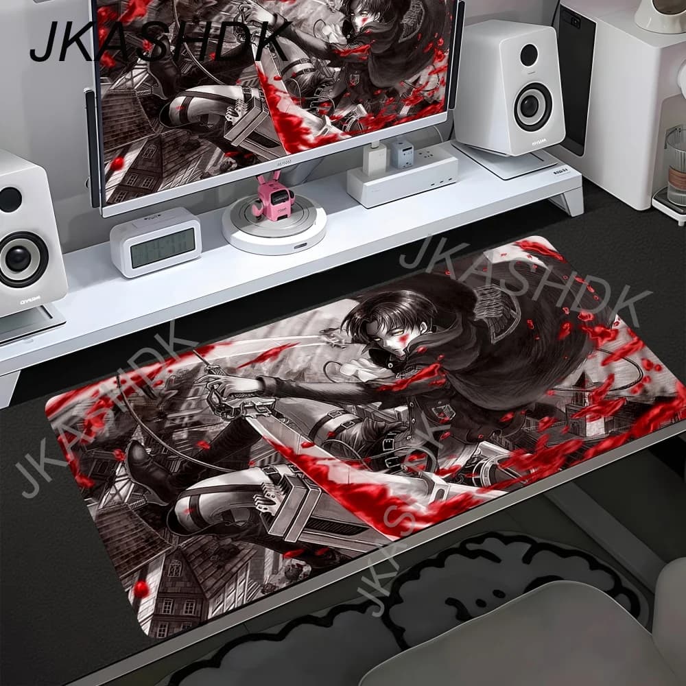 Nuovo Tappetino da Scrivania Anime Attack on Titan con Stampa HD, Grande Tappetino per Mouse con Bordo Bloccato, Tappetino per Computer, Tappetino per Tastiera e Mouse da Gaming per Laptop