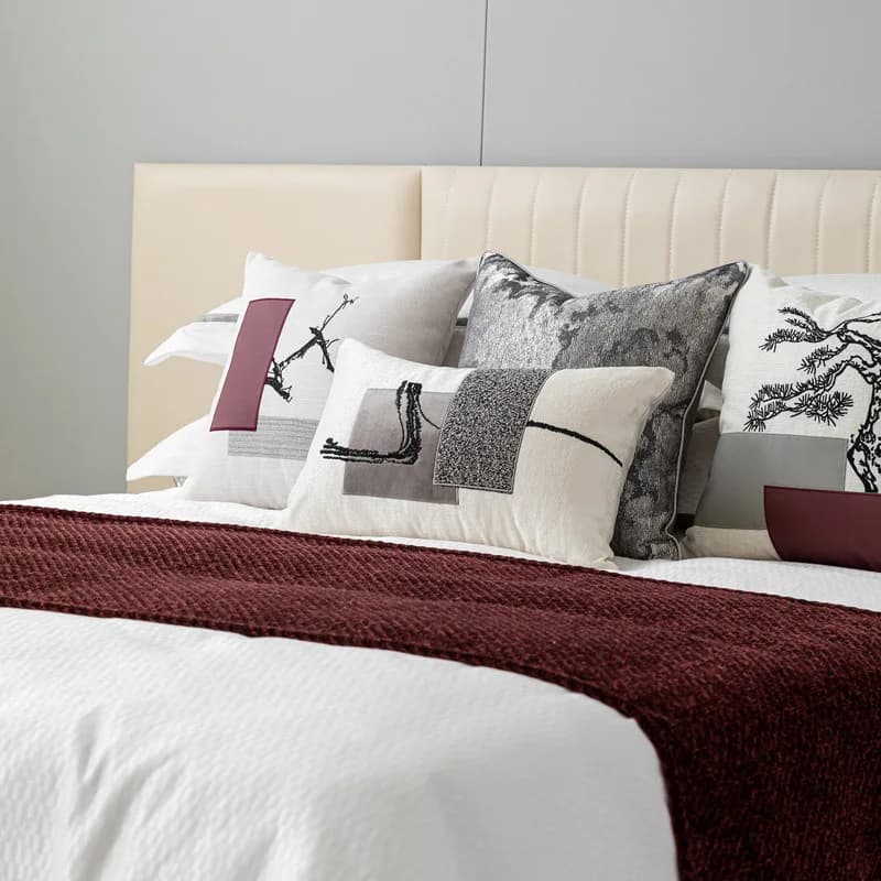Fodera per cuscino in vita con giunture di lusso Vermiglio grigio pieghettato design geometrico federa lombare per divano divano ufficio 30x50 45x45