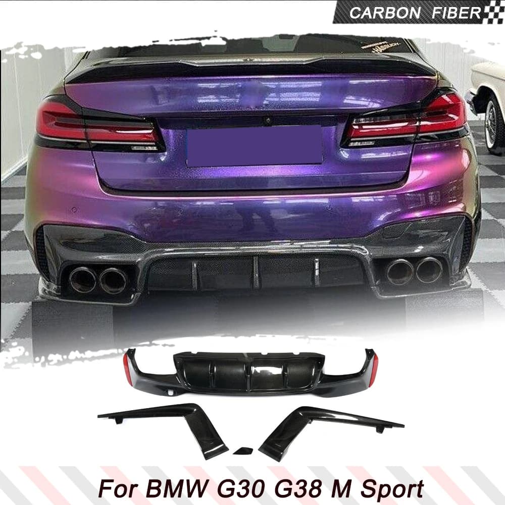 Spoiler per labbro diffusore paraurti posteriore in fibra di carbonio per BMW Serie 5 G30 G38 M-SPORT 2018-2022 Kit corpo labbro diffusore paraurti posteriore