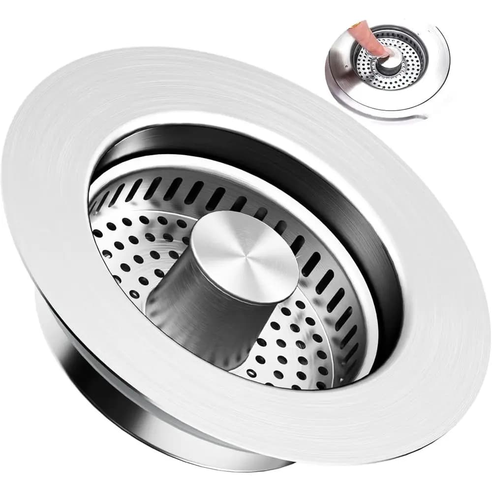 Scolapiatti, Tappo e Cestello per Rifiuti 3-in-1 in Acciaio Inossidabile per Accessori Lavello Cucina