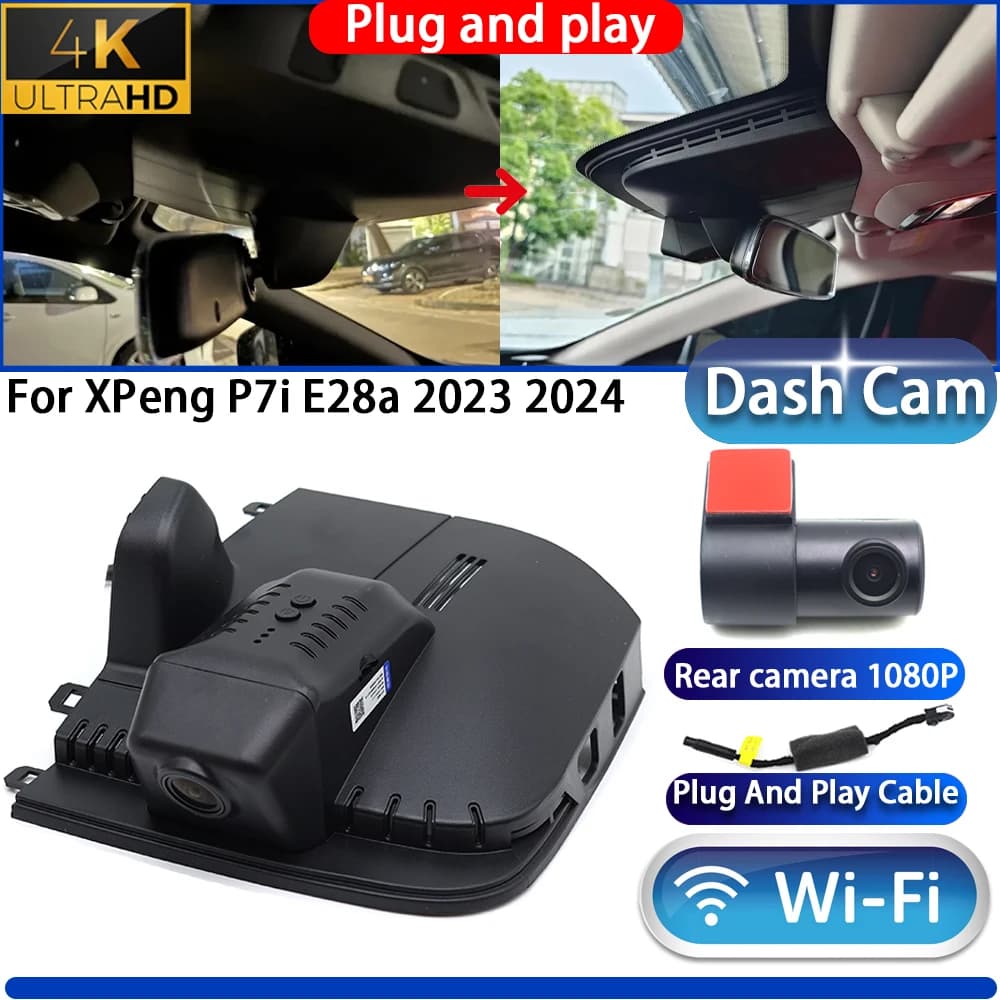 HighCity for XPeng P7i E28a 2023 2024 Dash Cam DVR 4K UHD 2160P Night Vision WiFi Plug and Play Video Recorder