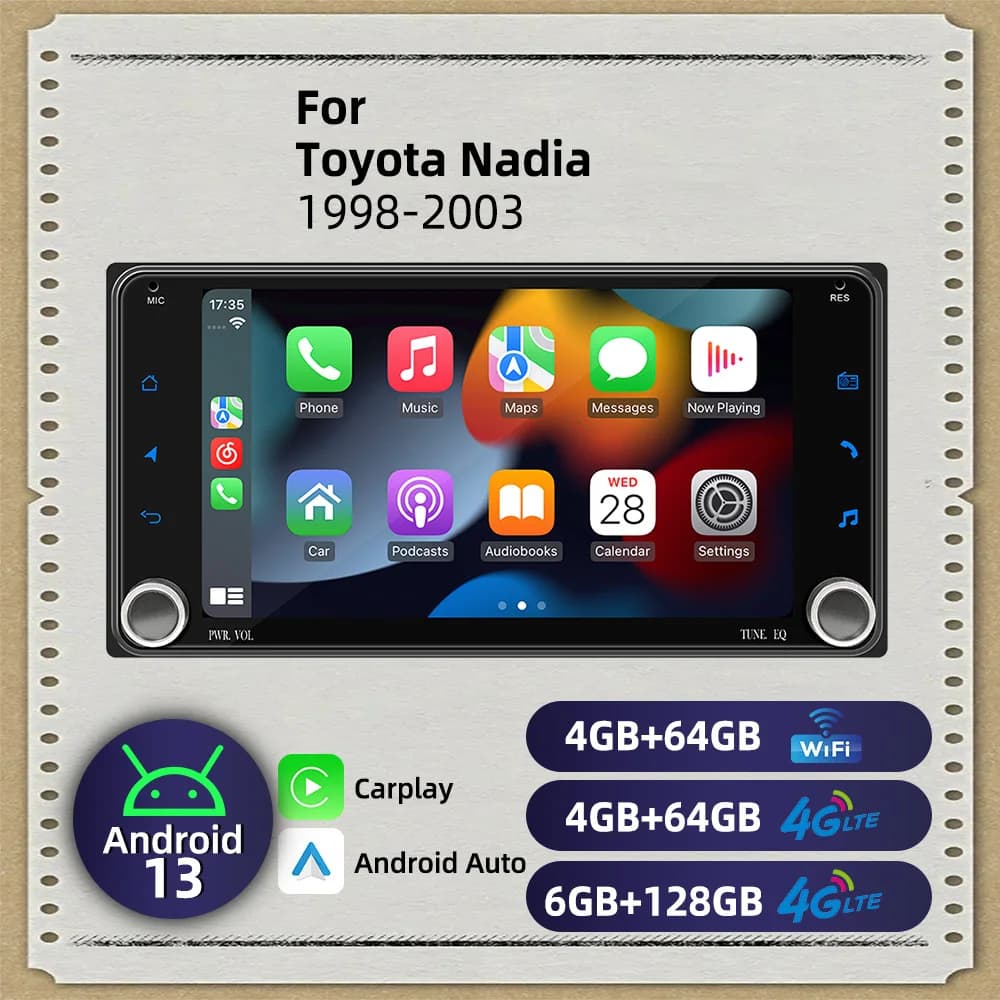 Wireless Carplay Autoradio Car Multimedia 2Din Android Radio 7" Screen Stereo for Toyota Nadia 1998-2003 Head Unit GPS