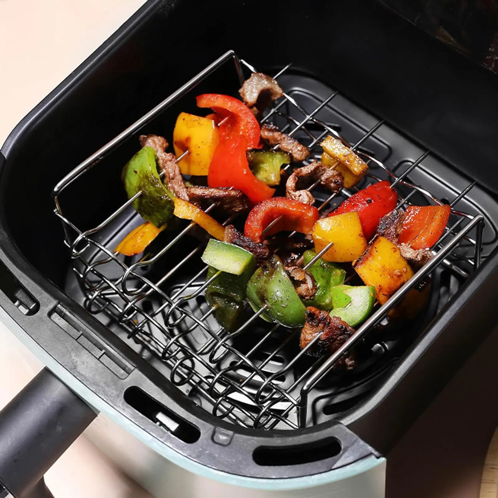 Griglia per friggitrice ad aria Gadget da cucina Pentole Accessori per friggitrice ad aria facile da pulire Griglia a 3 strati per Kabobs Cucina Verdure Casa