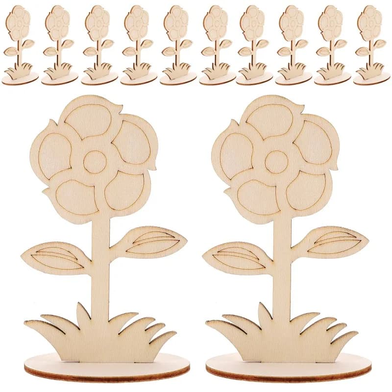 Modelli 2026 di Ultima Generazione, Set di 24 Pezzi di Fiori in Legno Non Finiti per Decorazioni Fai-da-Te, Matrimoni, Casa e Ufficio
