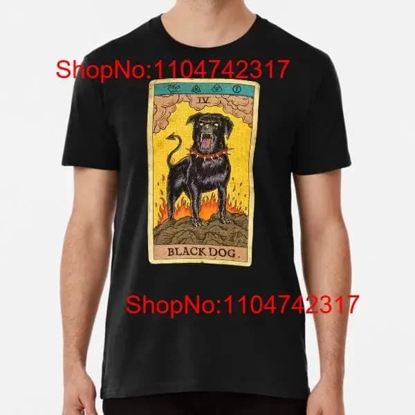 Black Dog Tarot Card Premium T Shirt S to 5XL Made in the AU USA vintage Washed homme Comfortable Stretched Soft fashion