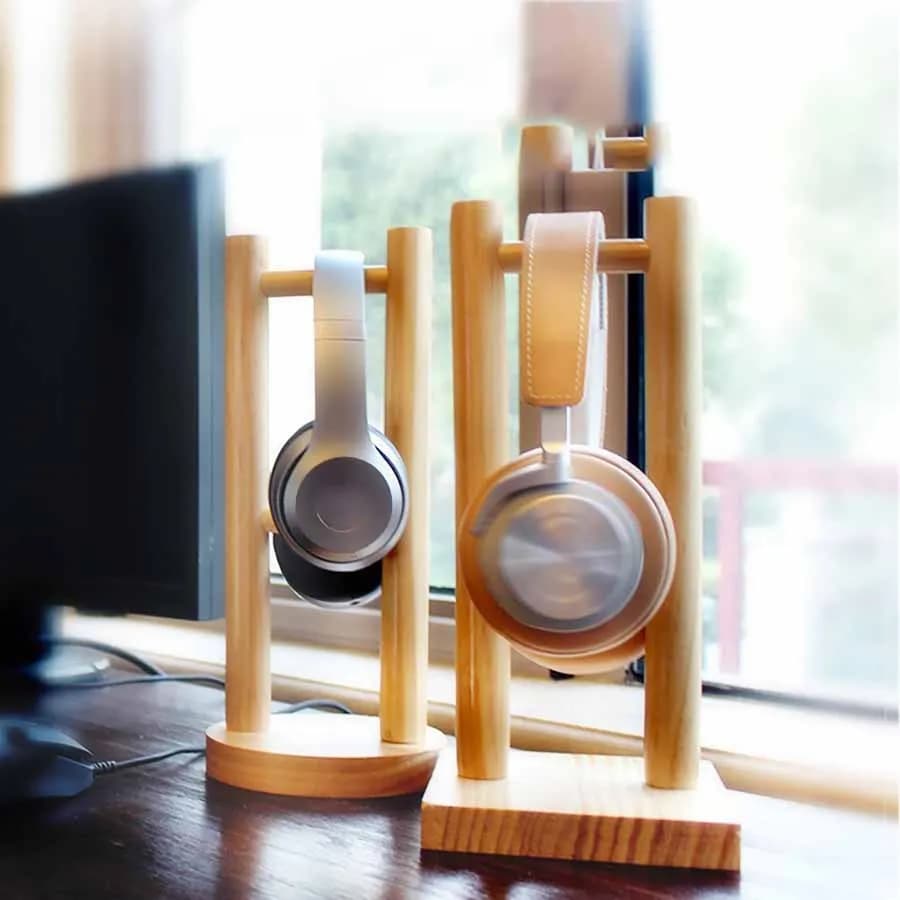 Supporto per cuffie in legno massello, espositore per gancio per cuffie, supporto da parete universale per cuffie con riduzione del rumore**