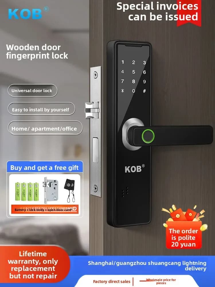 KOB wooden door fingerprint lock household anti-theft door password lock apartment B & B smart card electronic lock hotel