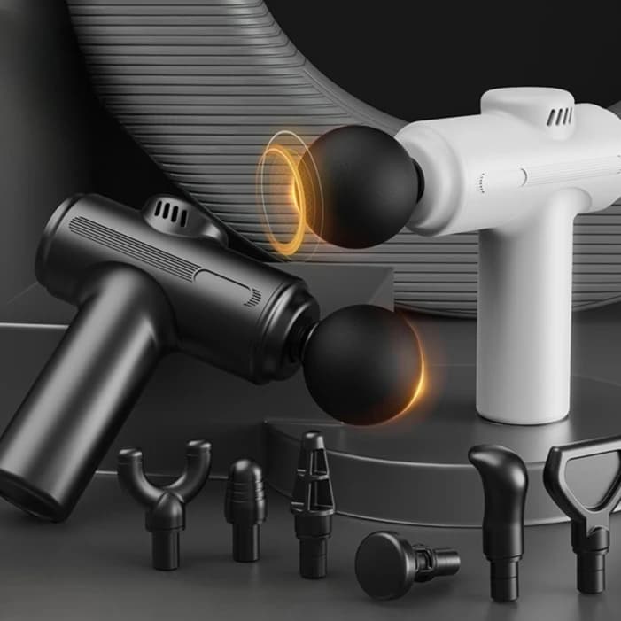 Pistola per Massaggio Profondo dei Tessuti Elettrica con 8 Testine Intercambiabili per Braccia, Schiena, Gambe e Tutto il Corpo, Dispositivo Portatile per lo Sport