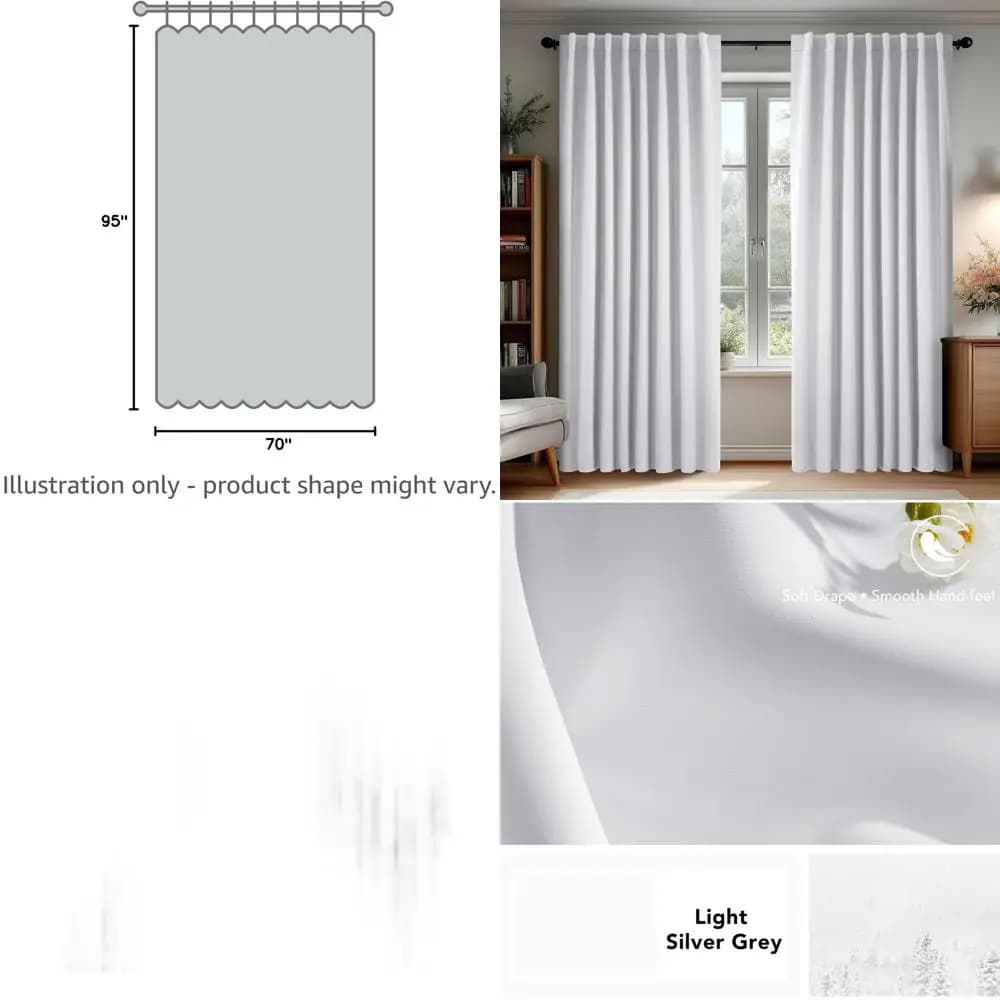 Tende Oscuranti Termoisolanti, 70 x 95, 2 Pannelli, Design con Linguette, Lavabili, Bianco Stellato per Camere da Letto e Soggiorni