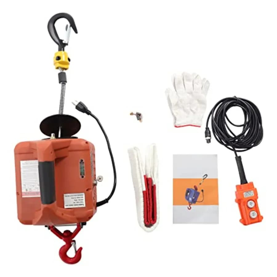 Argano Elettrico Portatile 110V con Telecomando per Sollevamento Merci in Fabbriche, Magazzini e Cantieri Edili